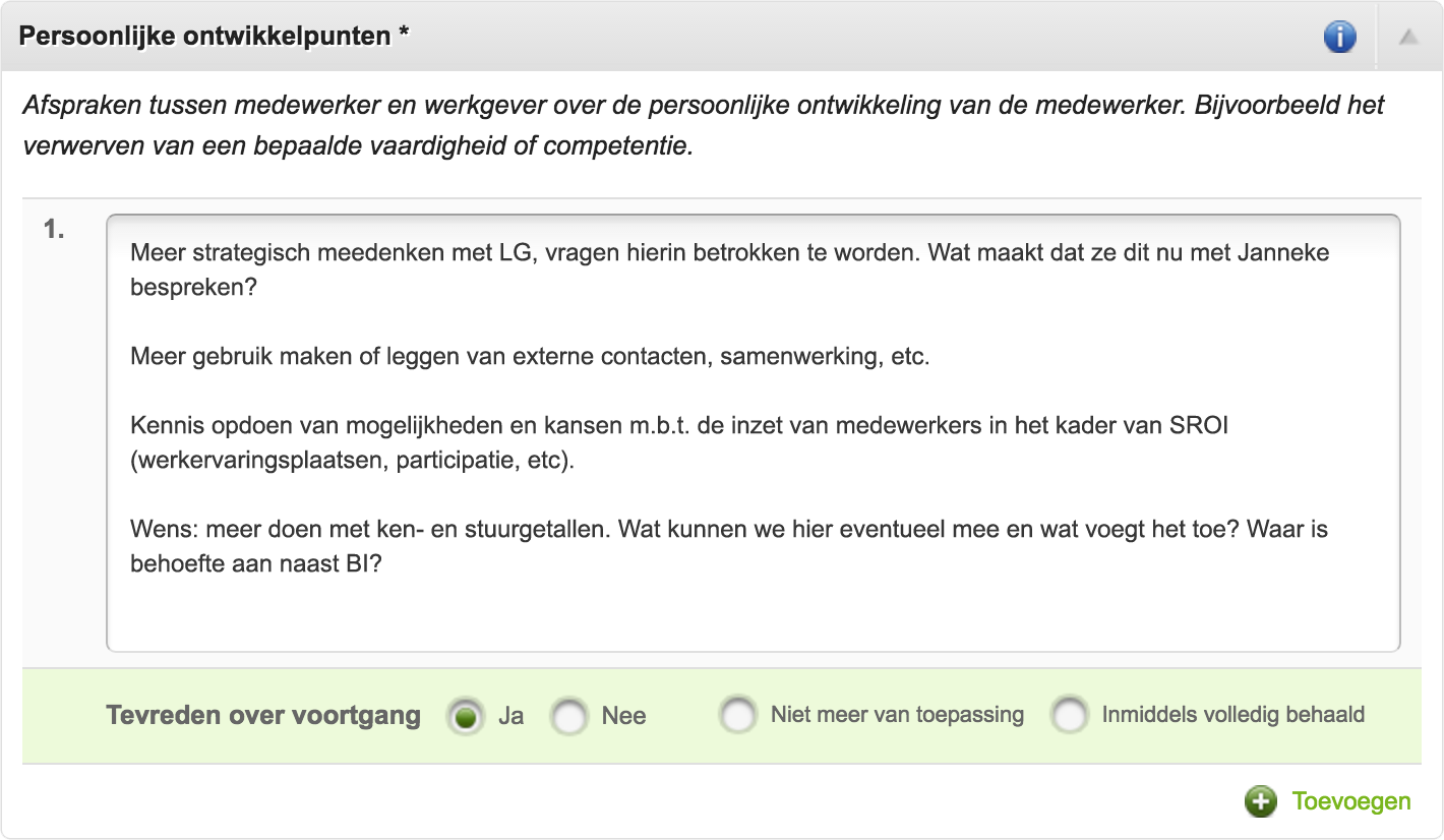 Gespreksonderdeel 'Tekstveld met opvolging'