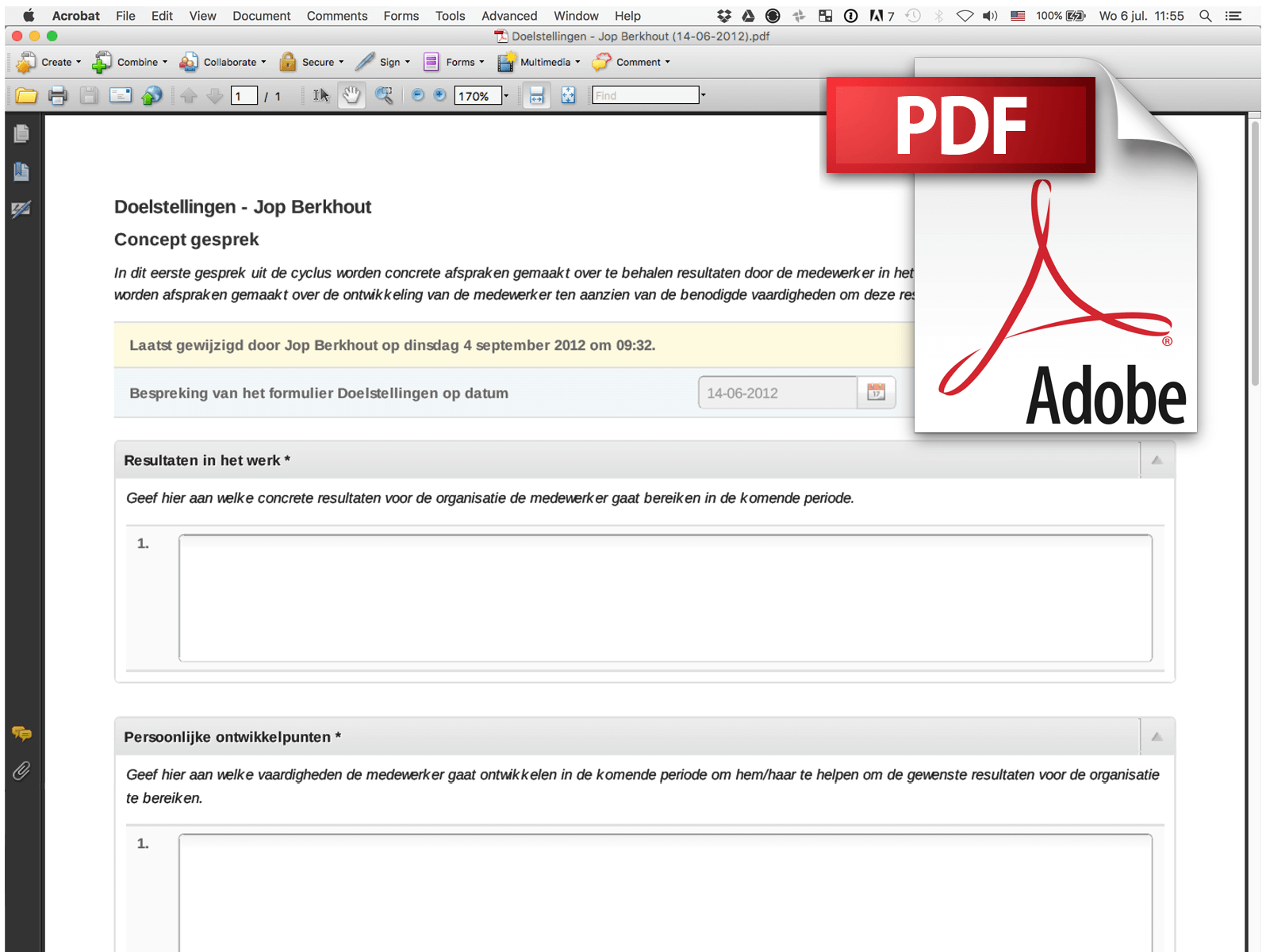 Gespreksverslag exporteren naar PDF