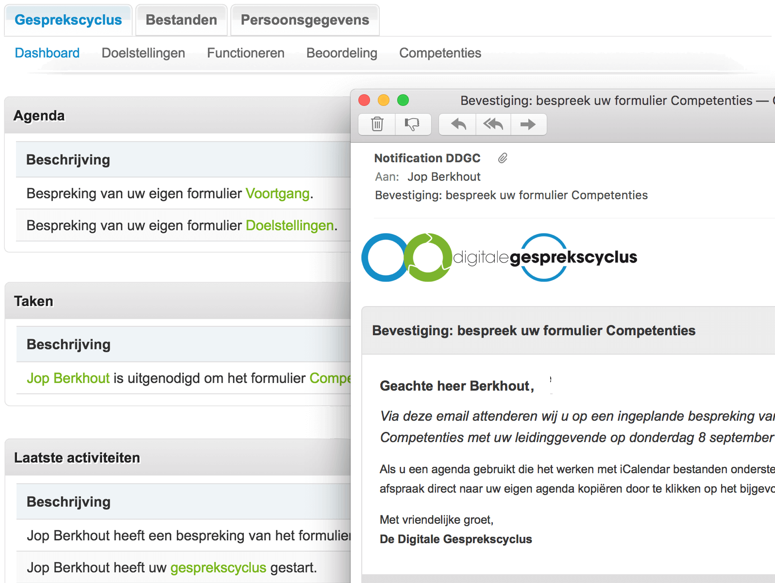 Automatische voortgangsbewaking door rappellering