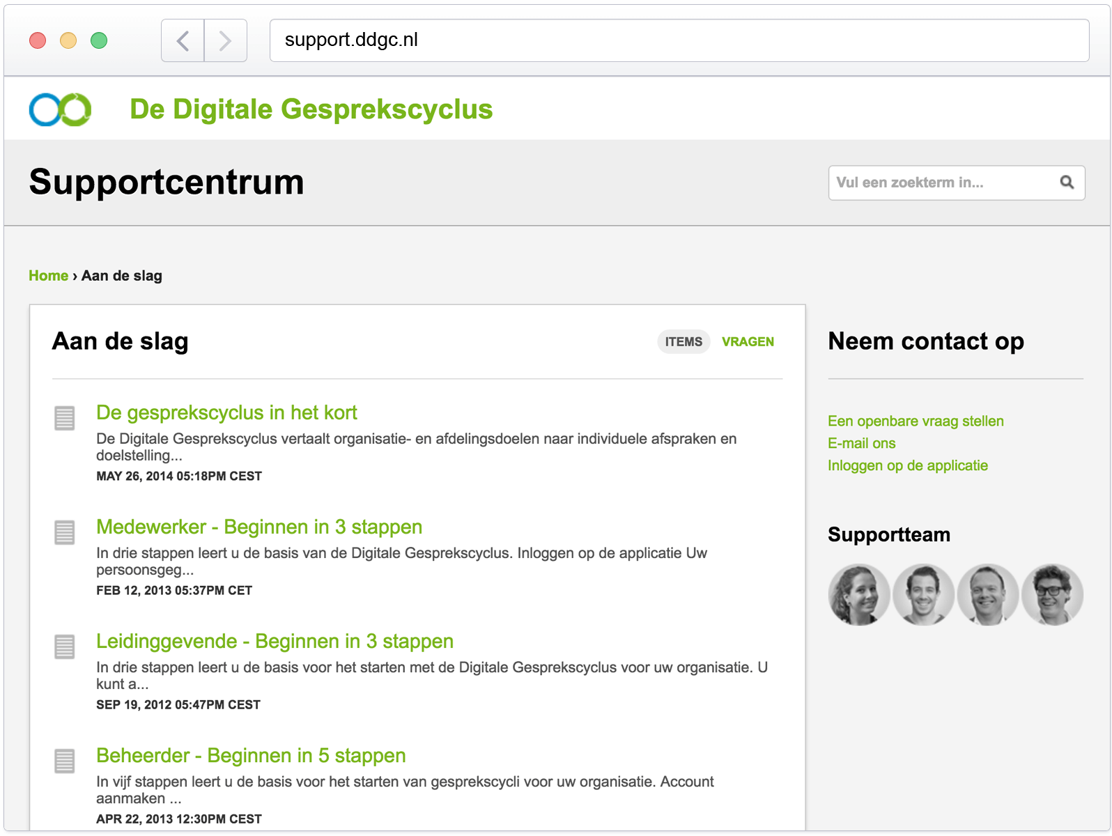 Gratis ondersteuning via supportcentrum